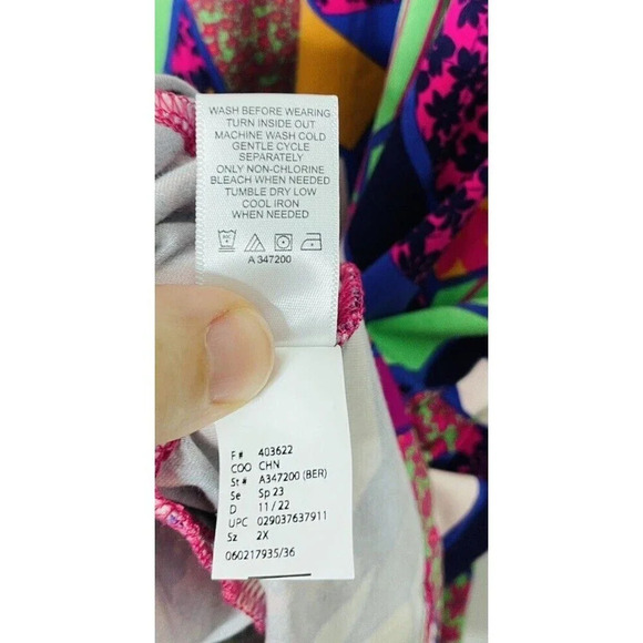 LOGO Lori Goldstein 2X Tunic Multicolor Multi-pattern Womens Rayon Casual Comfy - Picture 6 of 9